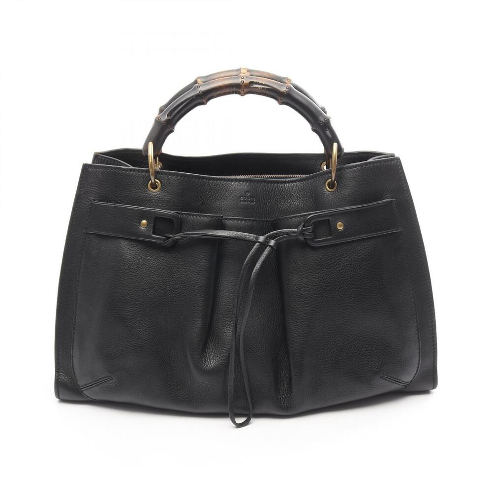 Gucci Bamboo 2Way Top Handle Bag Leather Black